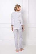 Top and pants pajamas, pockets, 3/4 length sleeves, cat